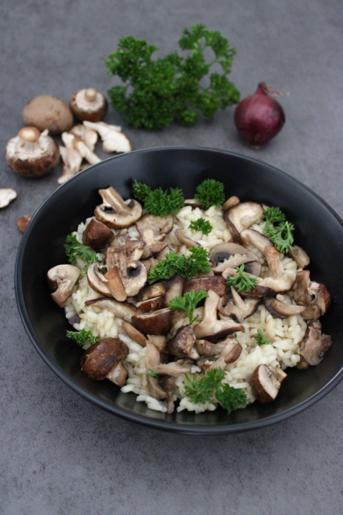 Vegan Risotto with Shiitake and Mushrooms