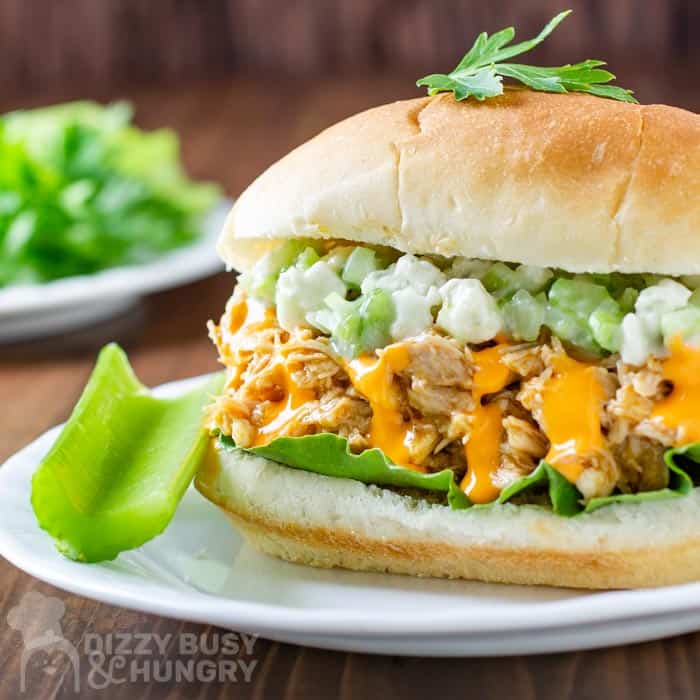 Crock Pot Pulled Buffalo Chicken Sandwiches