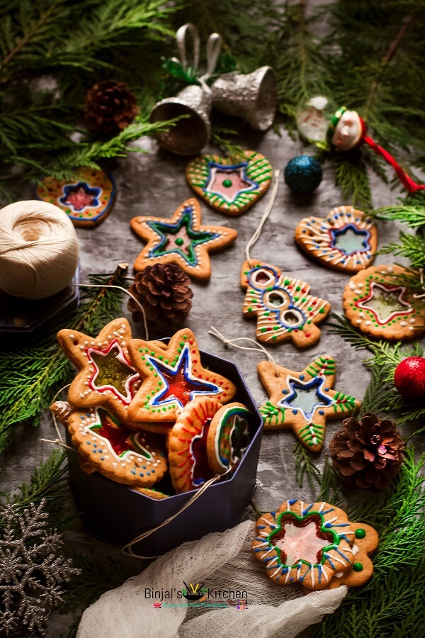 Eggless Stained Glass Ginger Cookies