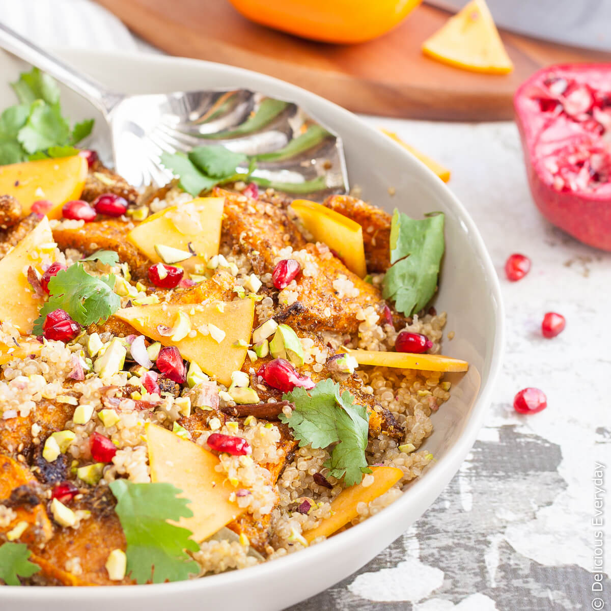 Quinoa Pilaf with Zaatar Roasted Butternut Pumpkin & Persimmon