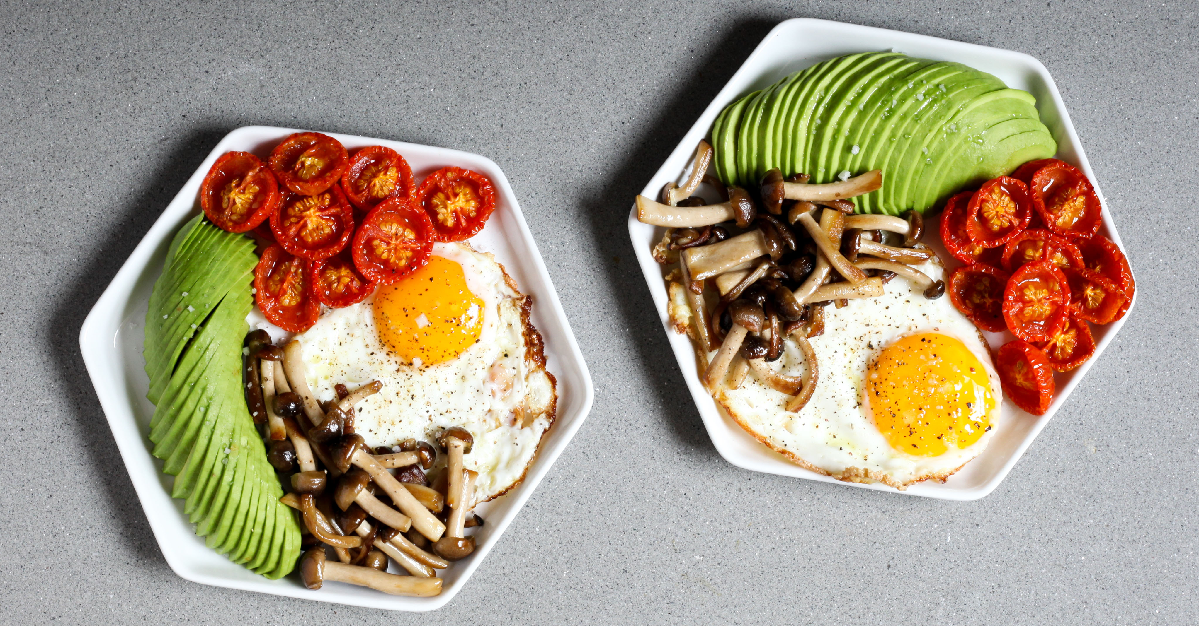 Fried Eggs With Roasted Tomatoes and Mushrooms