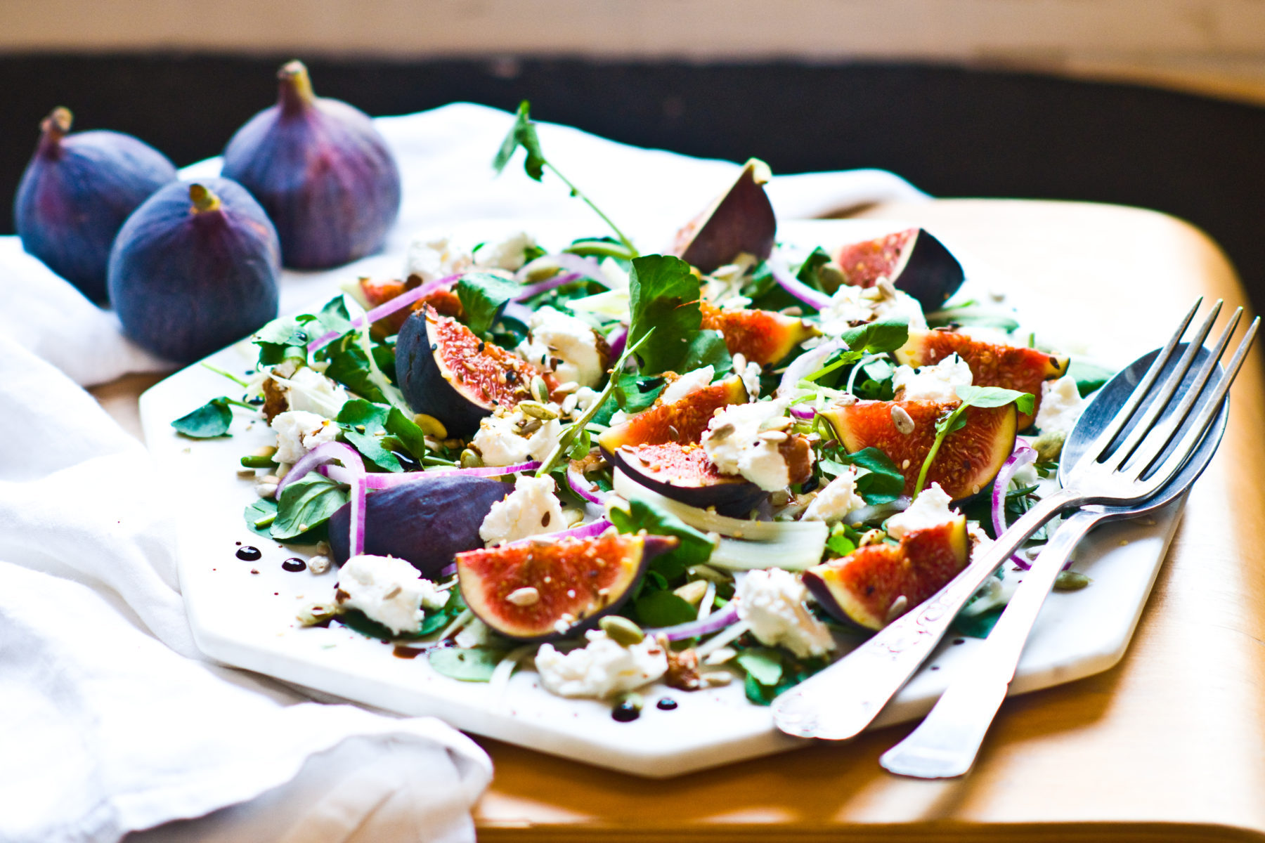 Honeyed Fig, Watercress & Fennel Salad w/ Goats Cheese - la petite poire