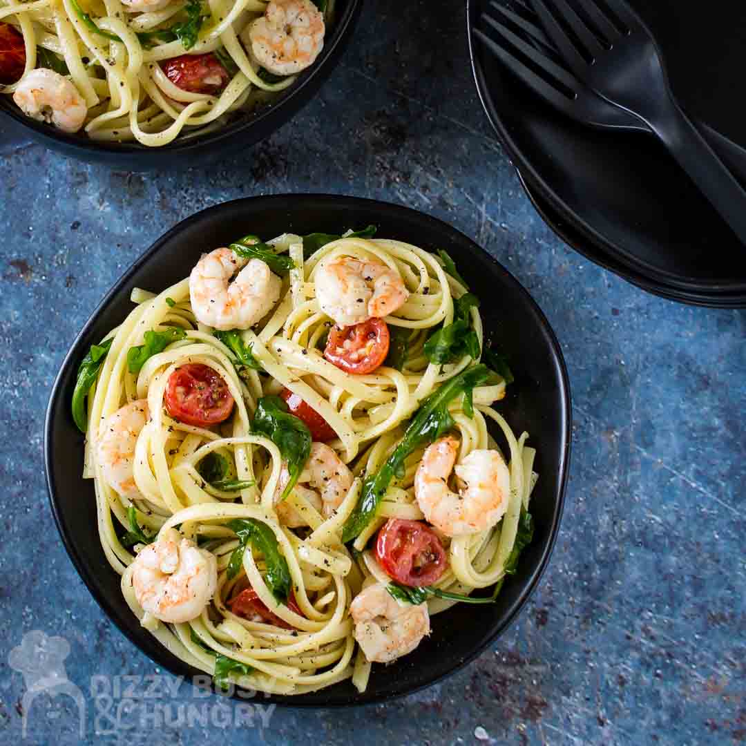 White Wine Shrimp Pasta with Arugula