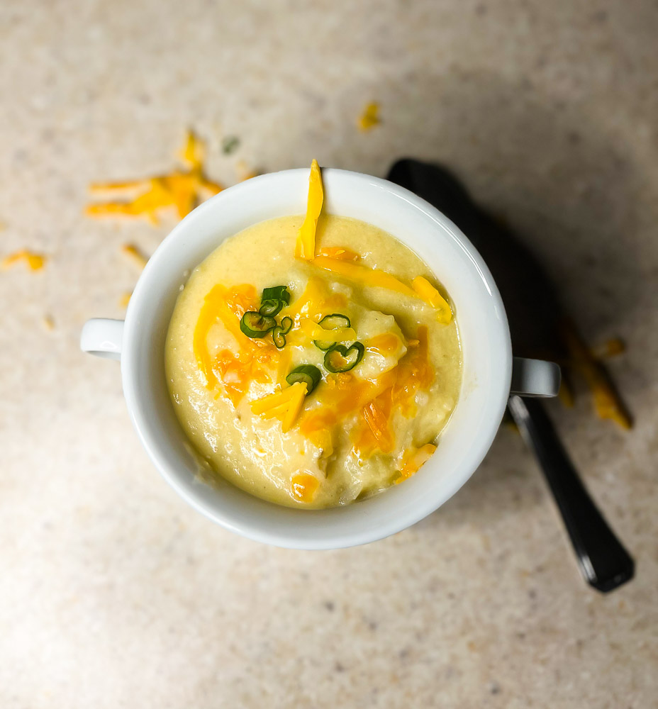 Cheesy Cauliflower and Potato Soup - Lisa G Cooks
