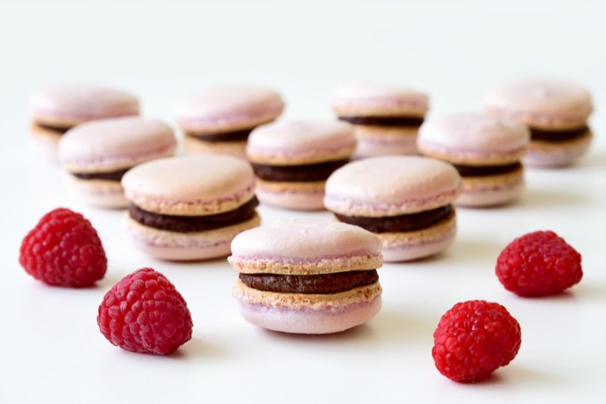 Raspberry Chocolate French Macarons - Little Swiss Baker