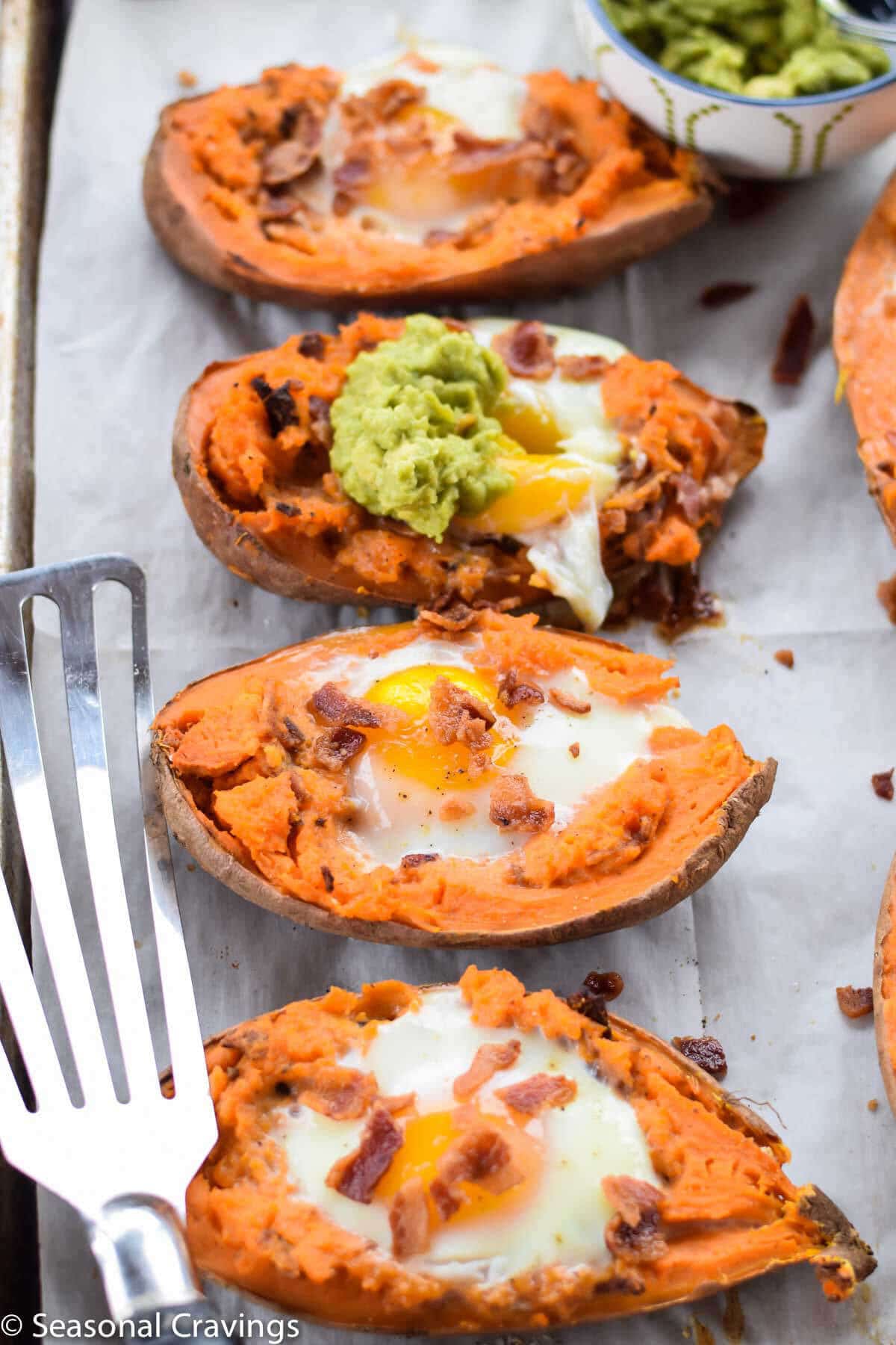 Baked Sweet Potatoes with Egg