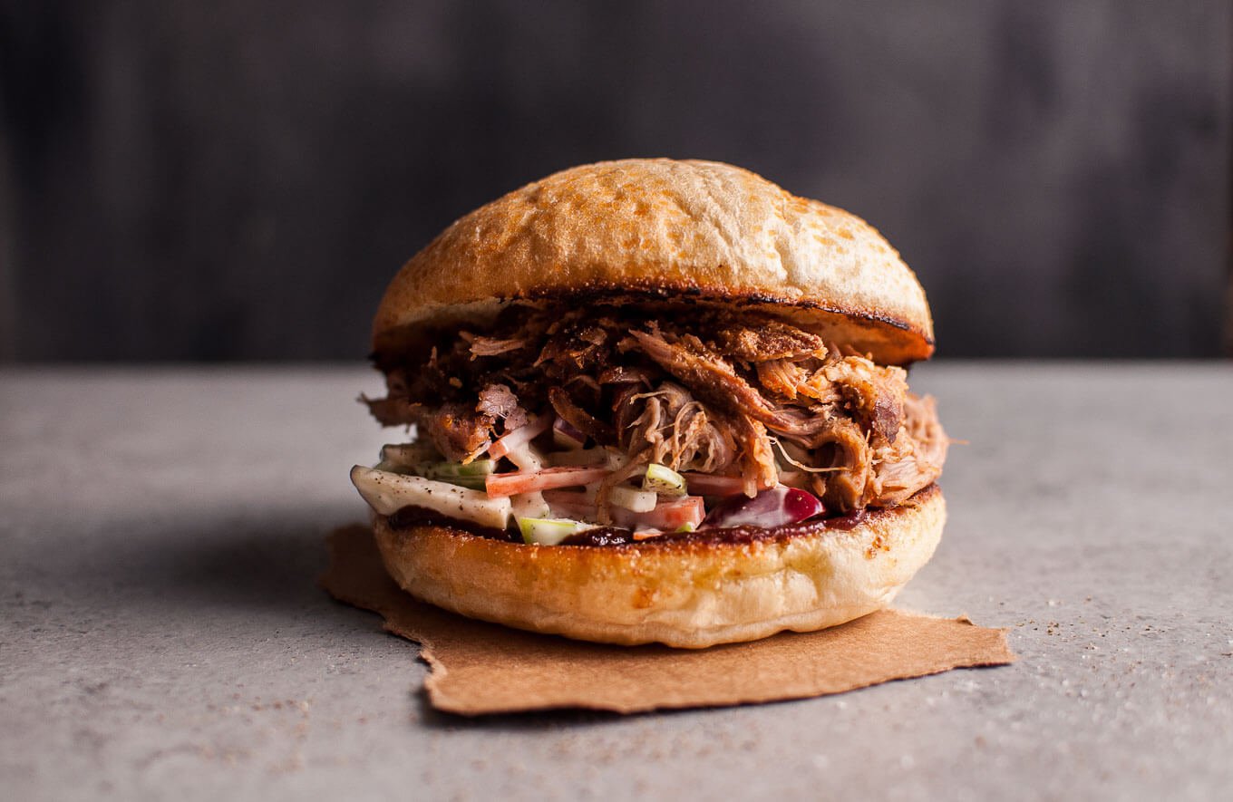 Slow Cooker Pulled Pork Sandwich with Apple Slaw