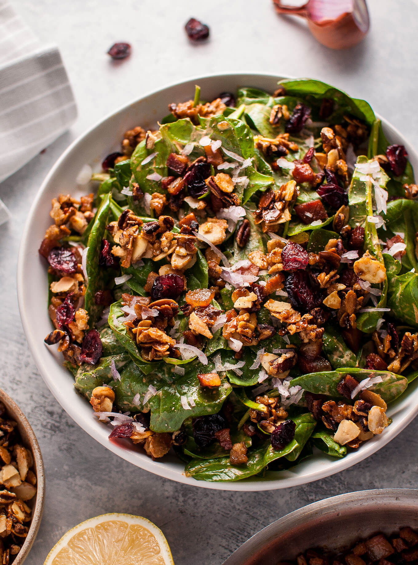 Spinach Salad with Crispy Pancetta and Candied Nuts