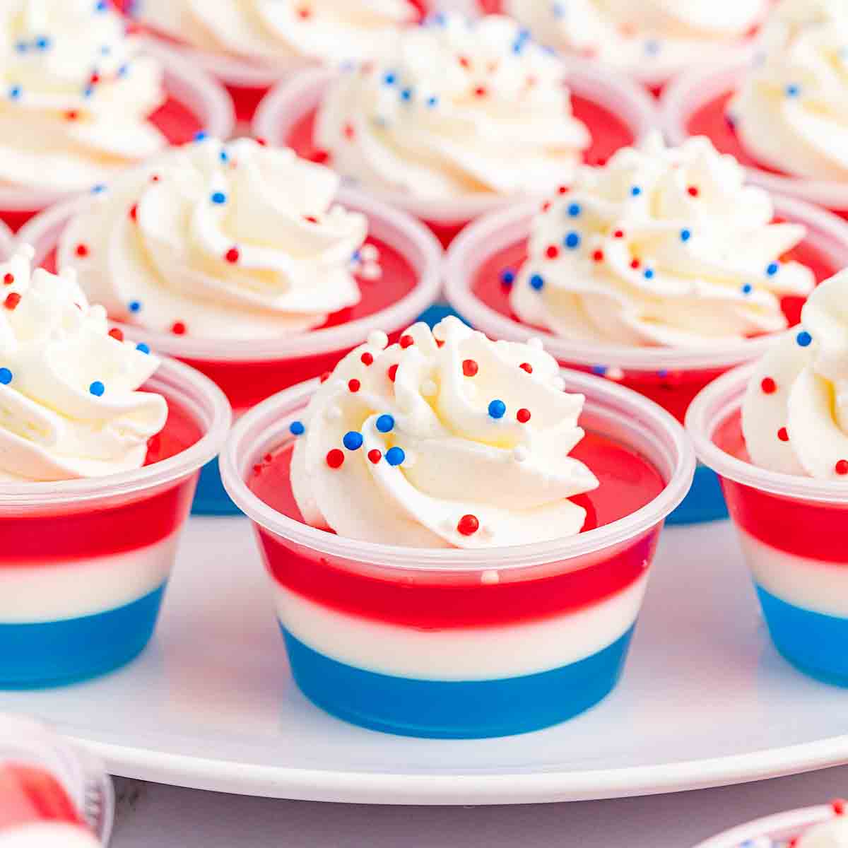 Red, white and blue Jello shots