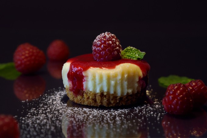 Mini Cheesecakes with Raspberry Sauce - Little Swiss Baker
