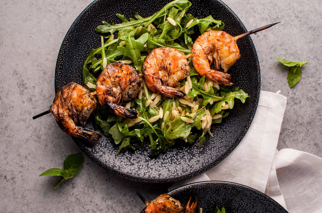 Grilled Shrimp, Orzo, and Arugula Salad