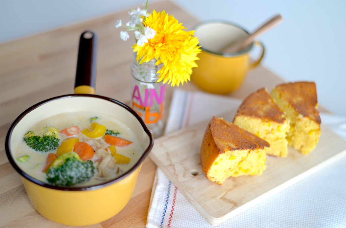 Double Happiness: Soybean Cornbread and Japanese Cream Stew Recipe