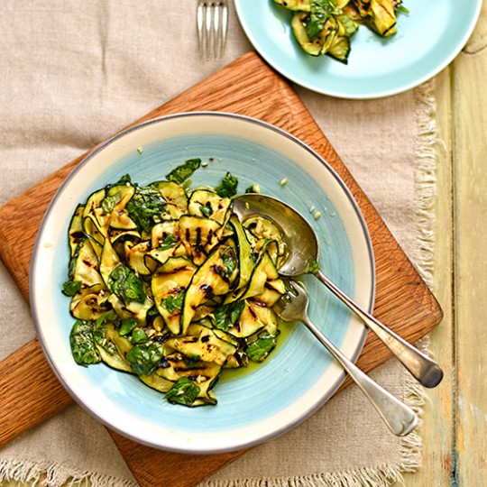 chargrilled courgette salad with lemon and basil