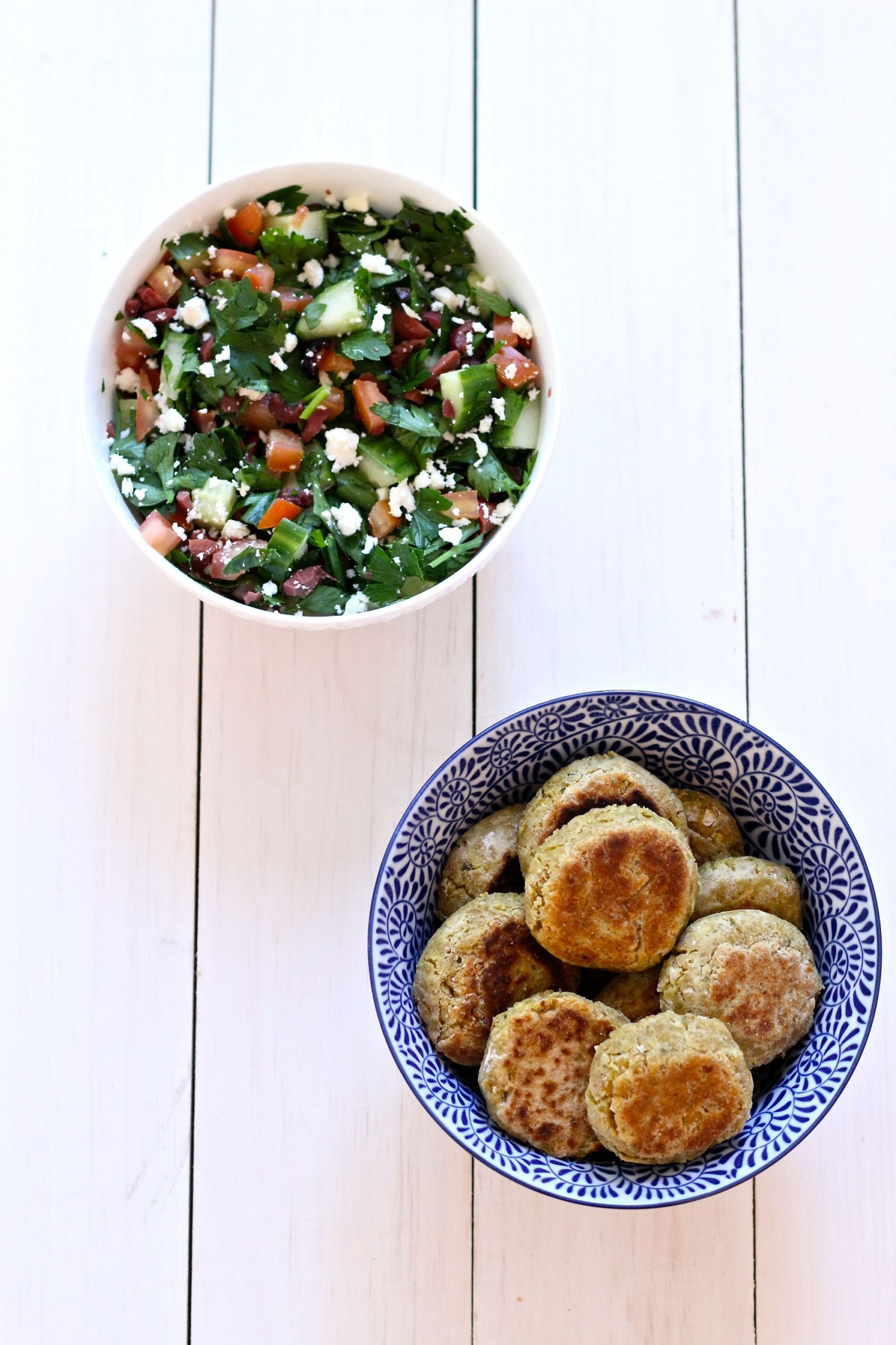 Baked Falafels and Mediterranean Salad