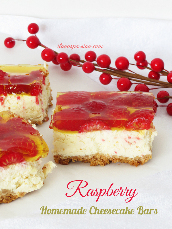 Raspberry Homemade Cheesecake Bars