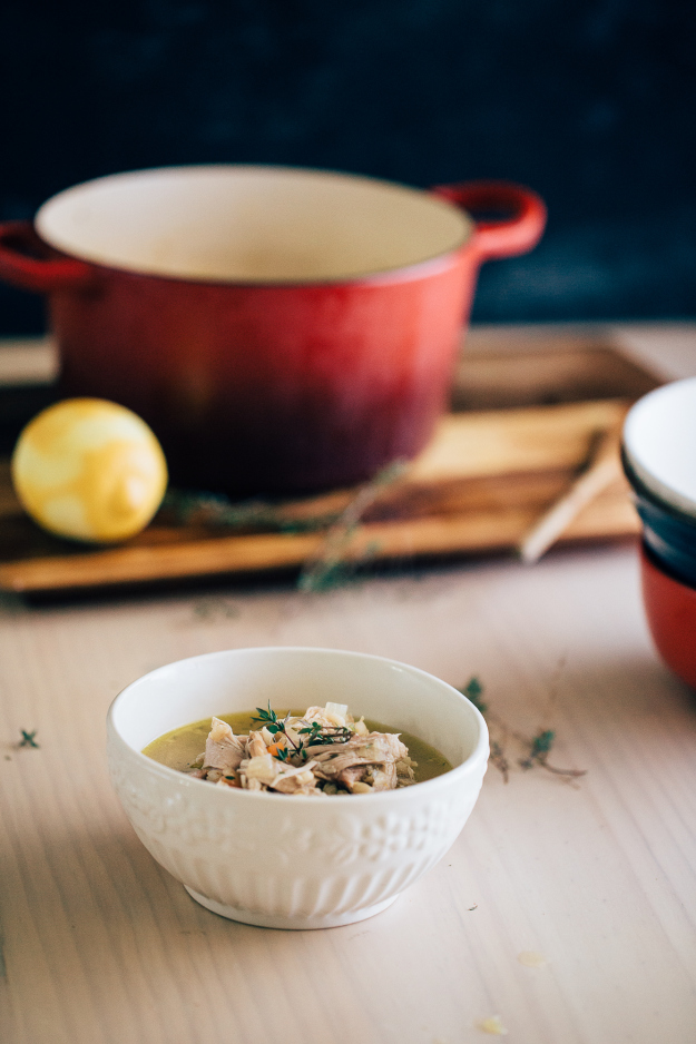 ONE POT LEMON AND THYME CHICKEN SOUP