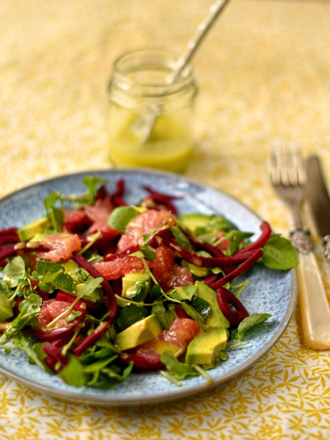beetroot avocado and pink grapefruit salad