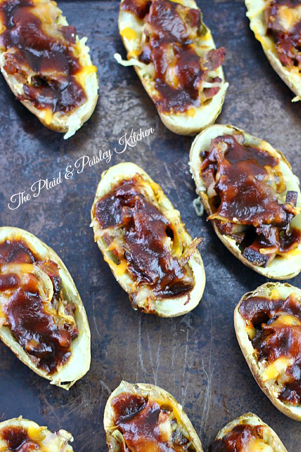 Brisket Potato Skins ~ Perfect for tailgating and parties!