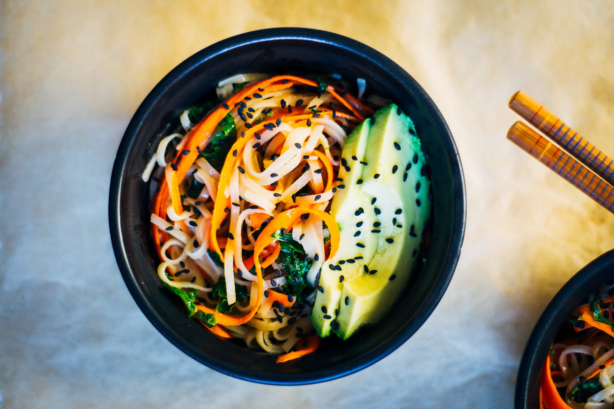 brown rice + carrot noodles w/ miso ginger glaze