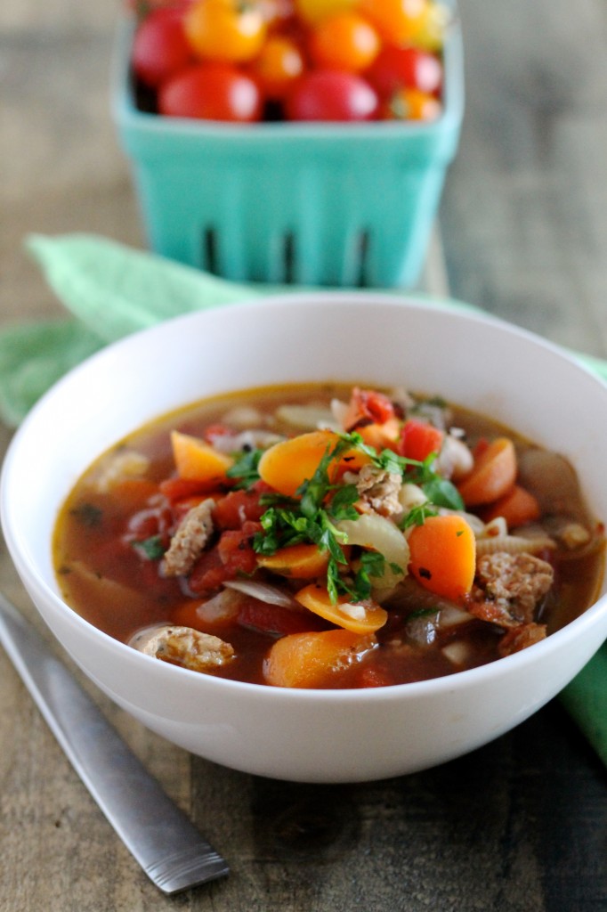Chickpea and Chicken Sausage Minestrone Soup