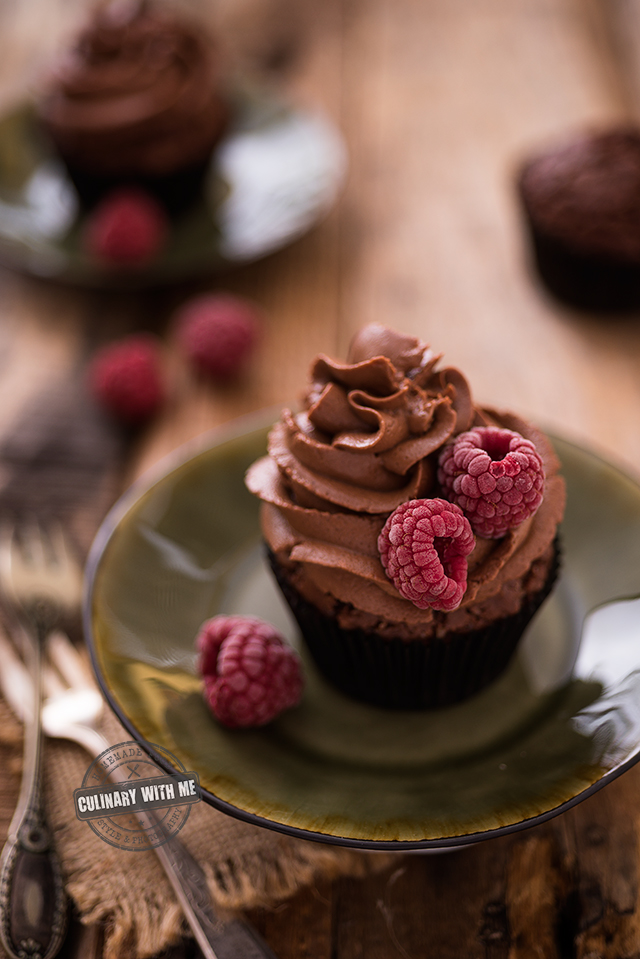 Chocolate Cupcakes with raspberry center