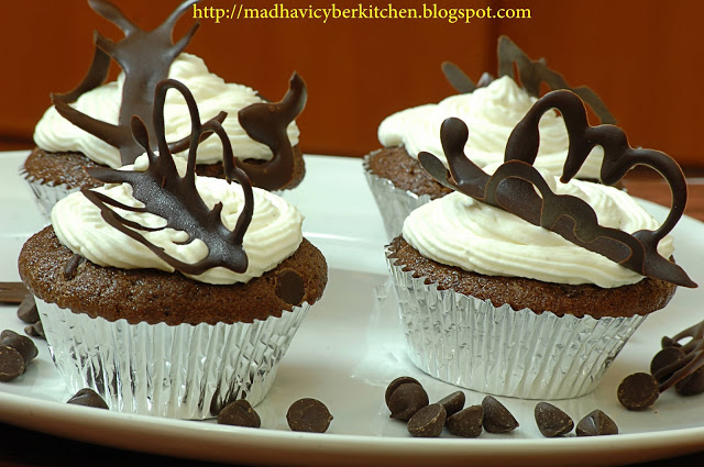 Chocolate cup cake with butterfly topper