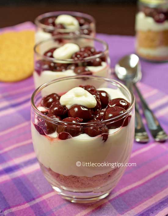 No bake sour cherry cheesecake in a glass