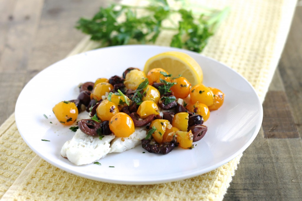 Cod with Cherry Tomatoes and Kalamata Olives