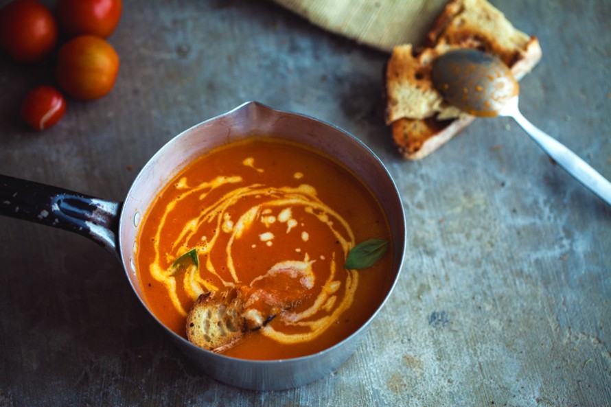 Garden Tomato Soup with Garlic Cream
