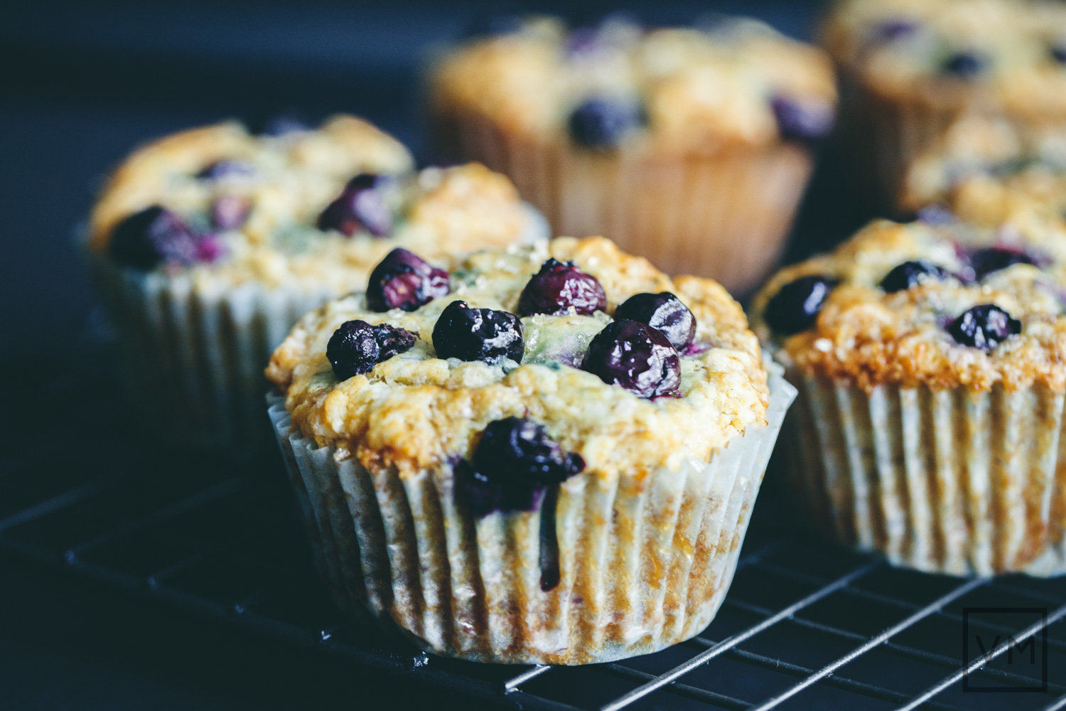 Crisp Vegan Blueberry Muffins