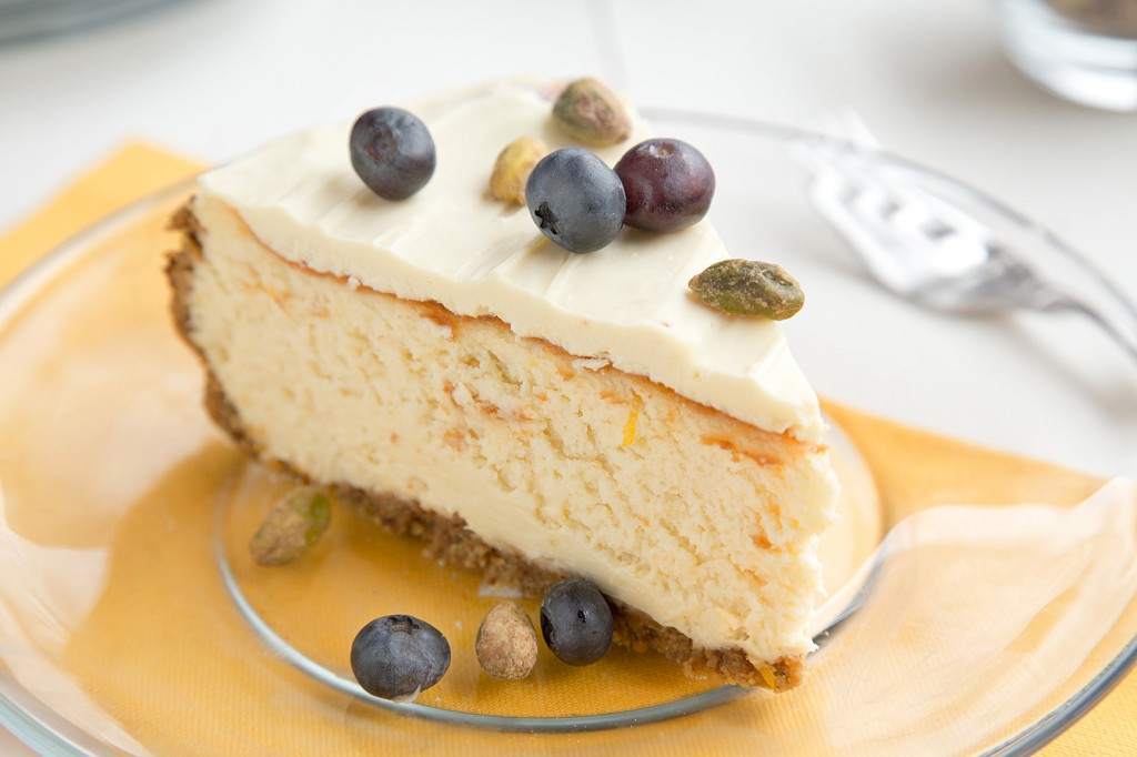 Meyer Lemon Cheesecake with a White Chocolate Topping