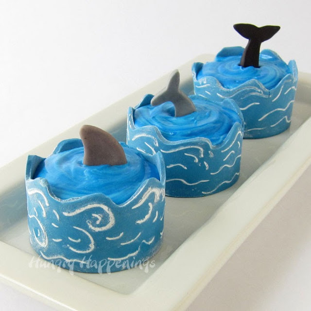 Wrap your Ocean Themed Cupcakes in Edible Cupcake Wrapper Waves.
