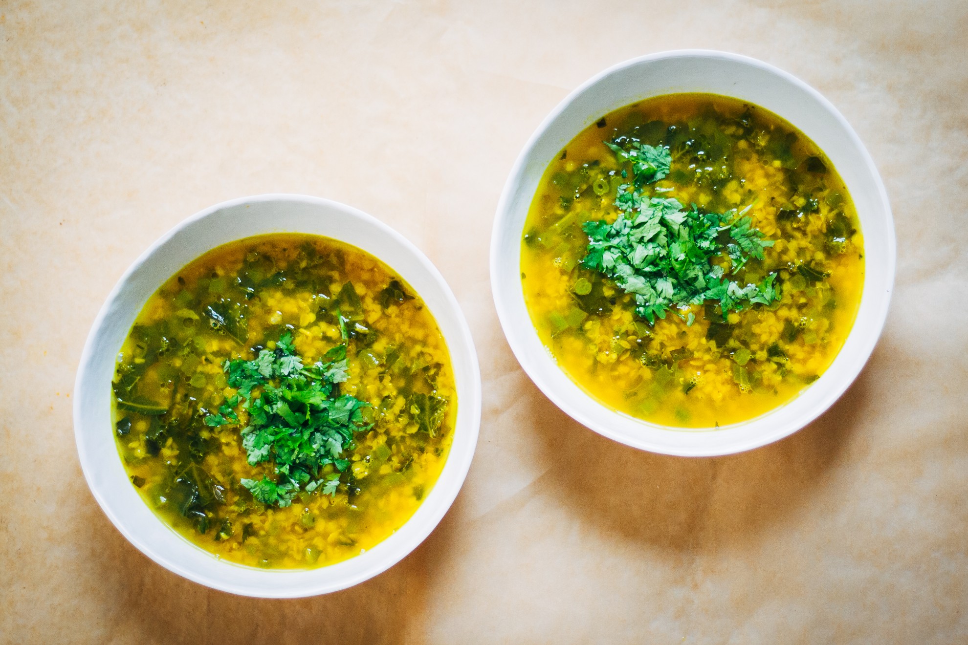 healing lentil soup w/ turmeric + summer vegetables