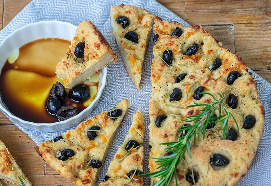Gluten-Free Cheesy Focaccia With Olives