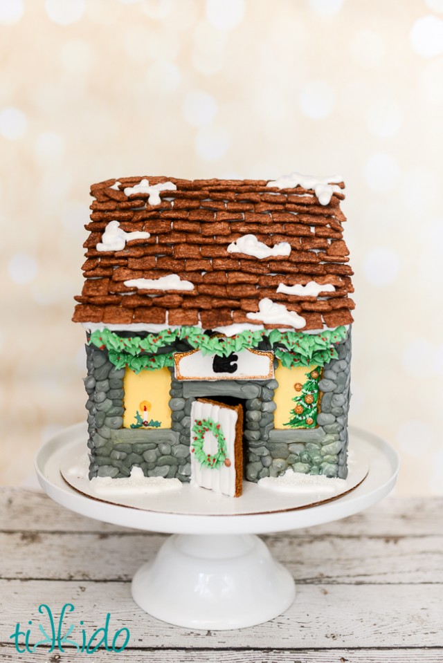 Stone Gingerbread Cottage for PANDA and a Royal Icing Stone Tutorial