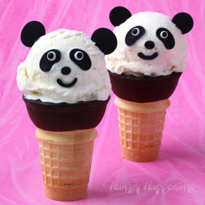 Vanilla Custard Ice Cream Cone Panda Bears