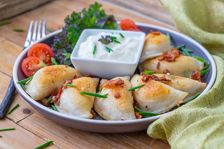 Gluten-Free Potato, Bacon, Onion & Parmesan Perogies