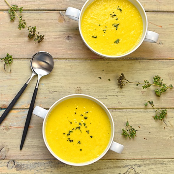 sweetcorn and roasted yellow pepper soup