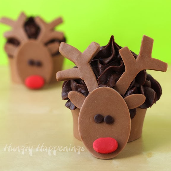 Edible Christmas Cupcake Wrappers – Milk Chocolate Rudolph Design