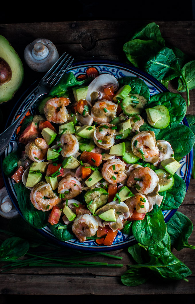Spinach Salad with Shrimp and a Smoky-Sweet Dressing