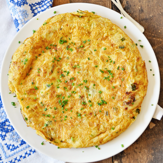 Spanish Tortilla Omelette with Mushrooms and Onions