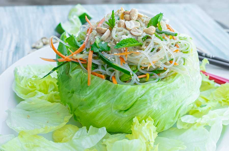 Gluten-Free Vietnamese Noodle Salad Lettuce Bowl 