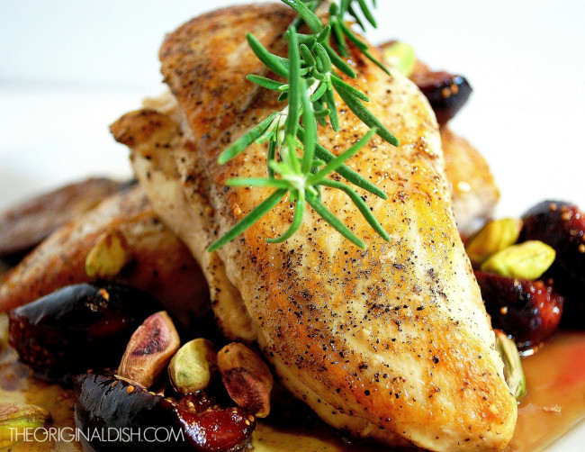 Seared Chicken with Pistachio Yogurt, Caramelized Figs and Port