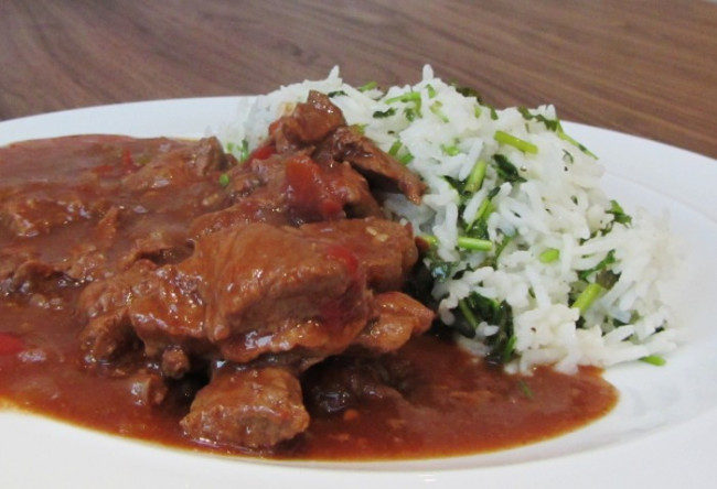Slow Cooked Mexican Beef Stew with Coriander Lime Rice