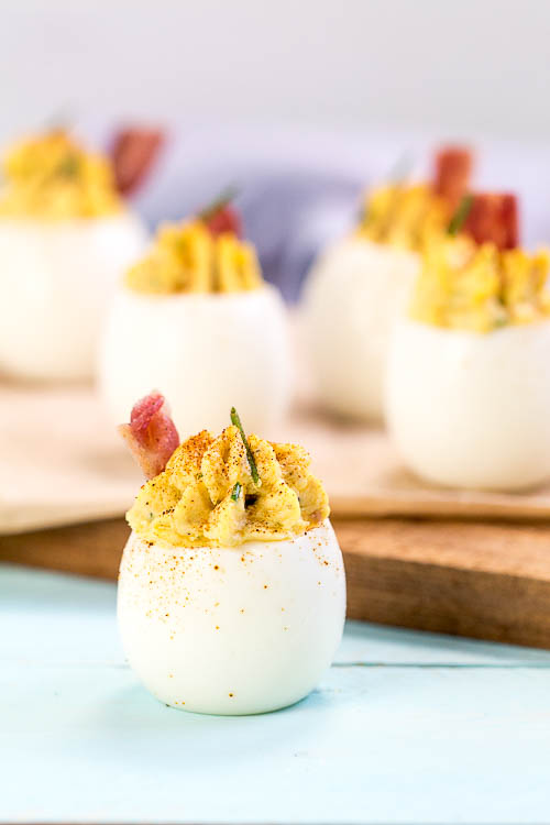 Bacon Chive and Cheese Deviled Eggs