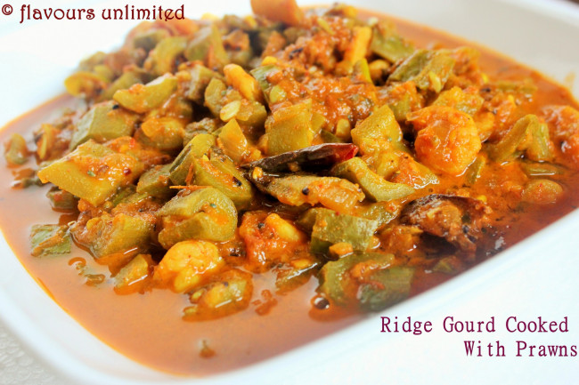 Ridge Gourd Cooked With Prawns 