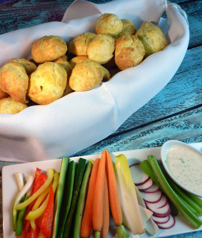 Gougeres and Crudites Vegetables with House Remoulade