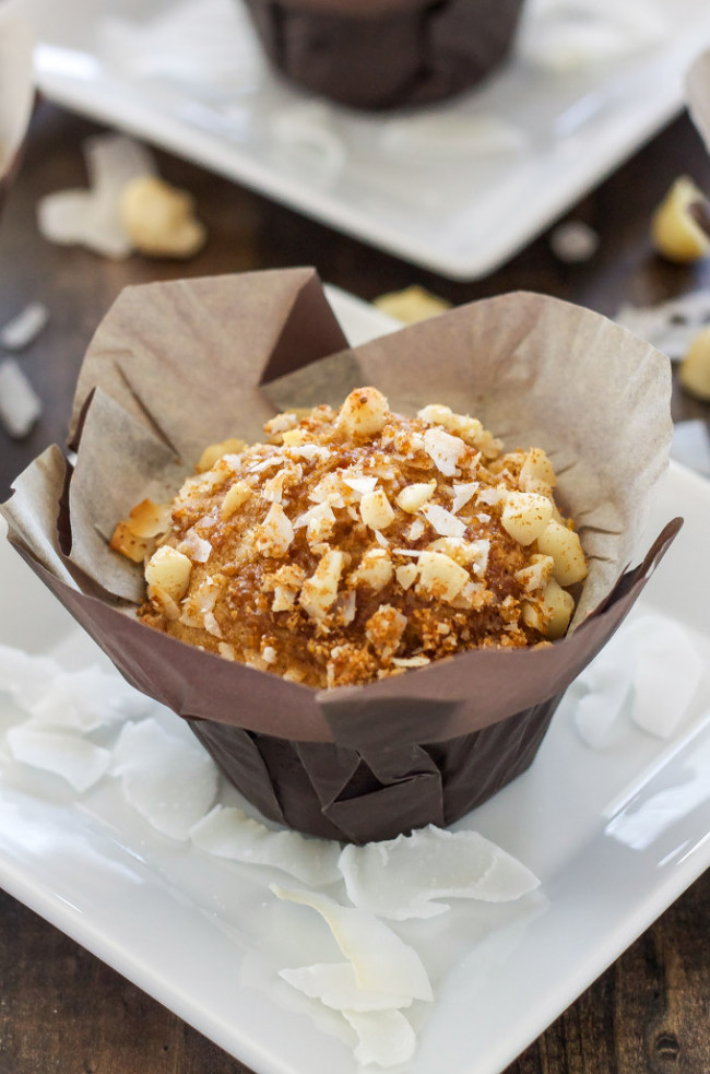 Tropical Muffins with Macadamia-Coconut Topping