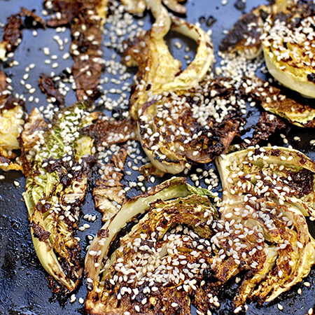 roast savoy cabbage with miso and sesame 