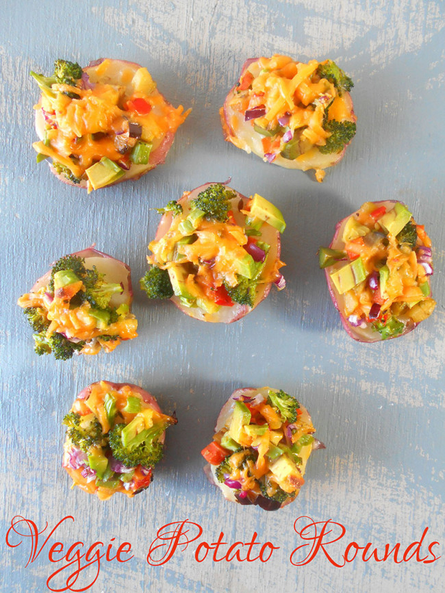 Potato Rounds Smothered with Veggies and Cheese